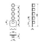 Gessi Ventaglio Bateria prysznicowa termostatyczna podtynkowa 4-drożna - element zewnętrzny Finox Brushed Nickel 43238.149