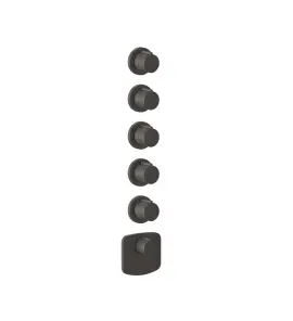 Gessi Ventaglio Bateria prysznicowa termostatyczna podtynkowa 5-drożna - element zewnętrzny Black Metal Brushed PVD 43240.707