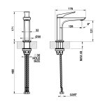 Gessi Ventaglio Bateria umywalkowa bez korka Black Metal Brushed PVD 72002.707