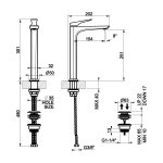 Gessi Ventaglio Bateria umywalkowa wysoka z korkiem klik-klak Black Metal Brushed PVD 72053.707