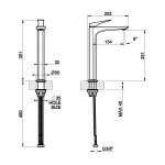 Gessi Ventaglio Bateria umywalkowa wysoka bez korka Finox Brushed Nickel 72004.149