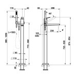 Gessi Ventaglio Bateria wannowa wolnostojąca z zestawem prysznicowym Warm Bronze Brushed PVD 72028.726