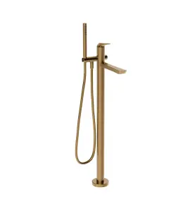 Gessi Ventaglio Bateria wannowa wolnostojąca z zestawem prysznicowym Warm Bronze Brushed PVD 72028.726
