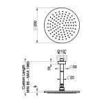 Gessi Ventaglio Deszczownica Ø 250 mm z ramieniem sufitowym (długość na zamówienie) Chrom 63350.031