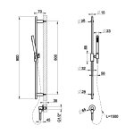 Gessi Ventaglio Drążek prysznicowy ze słuchawką, wężem 150 cm oraz przyłączem kątowym Chrom 70042.031