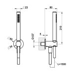 Gessi Ventaglio Słuchawka prysznicowa z uchwytem ściennym i przyłączem Black Metal Brushed PVD 63329.707