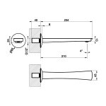 Gessi Ventaglio Wylewka umywalkowa podtynkowa 210 mm - element zewnętrzny Copper Brushed PVD 72102.708