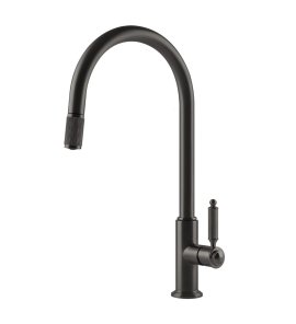   Gessi Venti20 Bateria kuchenna obrotowa z wyciąganą wylewką black metal brushed PVD 60622.707 W MAGAZYNIE !!!
