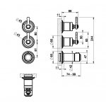 Gessi Venti20 Bateria termostatyczna + 2 zawory element zewnętrzny chrom 65334.031