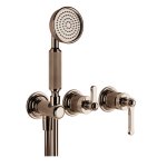 Gessi Venti20 Bateria natryskowa ścienna z przełącznikiem 2-drożnym, słuchawką i wężem element zewnętrzny copper pvd 65036.030