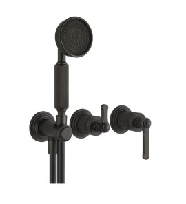 Gessi Venti20 Bateria natryskowa ścienna z przełącznikiem 2-drożnym, słuchawką i wężem element zewnętrzny aged bronze 65036.187