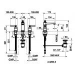 Gessi Venti20 Bateria umywalkowa 3-otworowa z korkiem średnia chrom 65012.031
