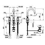 Gessi Venti20 Bateria umywalkowa 3-otworowa z korkiem średnia chrom 65015.031