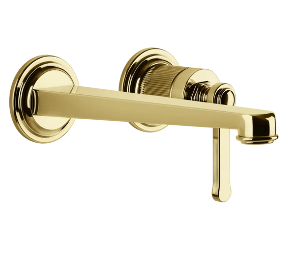 Gessi Venti20 Bateria umywalkowa ścienna z wylewką 21,5 cm element zewnętrzny gold pvd 65089.246