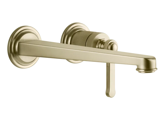 Gessi Venti20 Bateria umywalkowa ścienna z wylewką 25,6 cm element zewnętrzny brass brushed pvd 65088.727