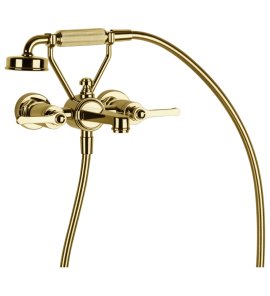 Gessi Venti20 Bateria wannowa ścienna z przełącznikiem wanna/prysznic gold pvd 65113.246