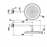 Gessi Venti20 Deszczownica Ø 32,8  z ramieniem ściennym chrom 65149.031