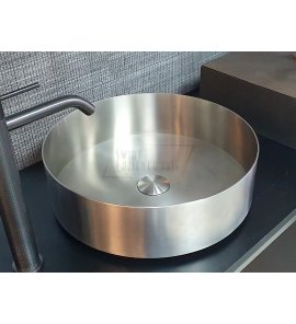       Gessi 316 Umywalka nablatowa Ø40 cm bez przelewu i z korkiem steel brushed 54601 54599.239 WYPRZEDAŻ EKSPOZYCJI 