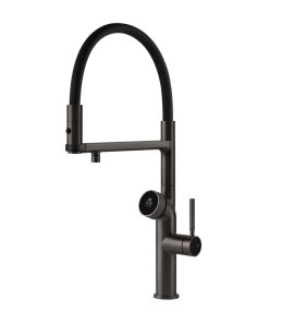 Gessi Vita Bateria zlewozmywakowa jednouchwytowa black metal brushed 60722.707/HOT-COLD