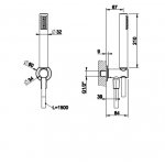 Gessi Zestaw prysznicowy ścienny z przyłączem wody, słuchawką i wężem 150 cm Black Metal PVD 63329.706