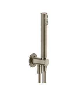 Gessi Zestaw prysznicowy słuchawka, kolanko z uchwytem, wąż finox brushed nickel 14372+58161+01637 W MAGAZYNIE !!!