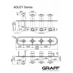 Graff Adley Bateria prysznicowa termostatyczna 4-uchwytowa podtynkowa - element zewnętrzny Chrom E-8088H-ALM15C2-T