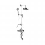 Graff Adley Bateria wannowo-natryskowa termostatyczna ścienna z deszczownicą Ø 210 mm na ramieniu i zestawem prysznicowym Chrom ED4.01-LM34S