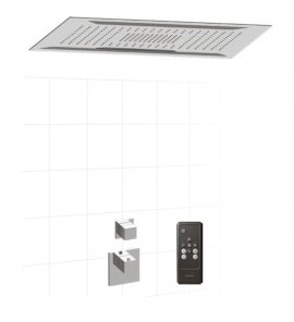 Graff Aqua-Sense Zestaw natryskowy termostatyczny podtynkowy z deszczownicą 600x450 mm sufitową i zestawem prysznicowym Polerowana stal AQ03-PC