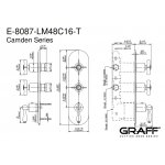 Graff Camden Bateria natryskowa termostatyczna 3-uchwytowa podtynkowa - element zewnętrzny Chrom E-8087-LM48C16-T