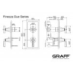 Graff Finezza Due Zestaw natryskowy termostatyczny podtynkowy z deszczownicą Ø 228 mm z zestawem prysznicowym na drążku - element zewnętrzny Chrom DUE03