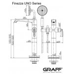 Graff Finezza Uno Bateria wannowa wolnostojąca z zestawem prysznicowym Chrom E-6854-LM47N-T