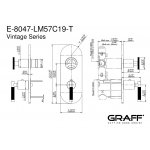 Graff Harley Bateria natryskowa podtynkowa 2-uchwytowa - element zewnętrzny Chrom E-8047-LM57C19-T