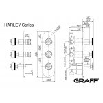 Graff Harley Bateria natryskowa podtynkowa 3-uchwytowa - element zewnętrzny Chrom E-8056-C19E0-T
