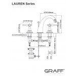 Graff Lauren Bateria bidetowa 3-otworowa z korkiem Chrom E-2461-C21B
