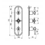 Graff Lauren Bateria prysznicowa termostatyczna 3-uchwytowa podtynkowa - element zewnętrzny Chrom E-8087-LM22C2-T