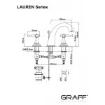 Graff Lauren Bateria umywalkowa 3-otworowa z korkiem Chrom E-2400-LM22