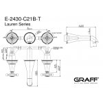 Graff Lauren Bateria umywalkowa 3-otworowa podtynkowa 170 mm - element zewnętrzny Chrom E-2430-C21B-T