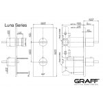 Graff Luna Bateria natryskowa podtynkowy 2-uchwytowa - element zewnętrzny Chrom E-8048-C14E0-T