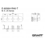Graff M.E./M.E.25 Bateria natryskowa termostatyczna 3-uchwytowa podtynkowa - element zewnętrzny Chrom E-8056H-RH0-T