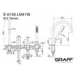 Graff M.E./M.E.25 Bateria wannowa 3-otworowa z zestawem prysznicowym Chrom E-6159-LM41W