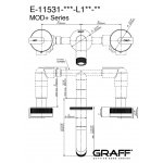 Graff MOD  Bateria umywalkowa 3-otworowa podtynkowa 235 mm - element zewnętrzny Chrom E-11531-R1-L1-T
