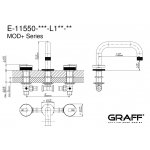 Graff MOD+ Bateria wannowa 3-otworowa bez zestawu prysznicowego Chrom E-11550-R2-L1