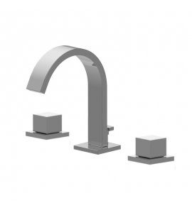 Graff Qubic Bateria bidetowa 3-otworowa z korkiem automatycznym Chrom E-6260-C12B