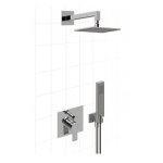 Graff Qubic Zestaw natryskowy podtynkowy z deszczownicą 250x250 mm z zestawem prysznicowym - element zewnętrzny Chrom QUB01