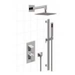 Graff Qubic Zestaw natryskowy termostatyczny podtynkowy z deszczownicą 250x250 mm z zestawem prysznicowym na drążku - element zewnętrzny Chrom QUB04