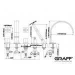 Graff Sade Bateria wannowa 5-otorowa z zestawem natryskowym Chrom E-1856-C14B