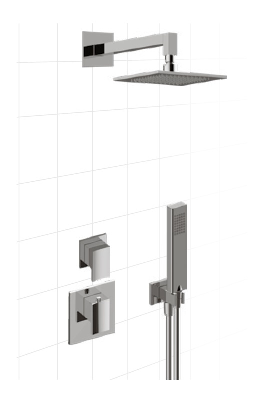 Graff Targa Bateria natryskowa termostatyczna z deszczownicą 250x250 mm i zestawem prysznicowym Chrom TAR03