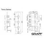 Graff Terra Bateria natryskowa termostatyczna 3-uchwytowa podtynkowa - element zewnętrzny Chrom E-8056H-LM46E0-T