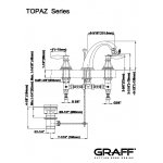 Graff Topaz Bateria bidetowa 3-otworowa z korkiem Chrom E-1961-LM14
