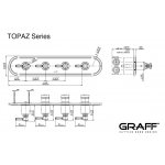 Graff Topaz Bateria prysznicowa termostatyczna 4-uchwytowa podtynkowa - element zewnętrzny Chrom E-8088H-LM14E0-T